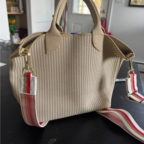 Rothy's Petite Lightweight Tote in Brown Sugar w crossbody strap - Picture 3 of 5